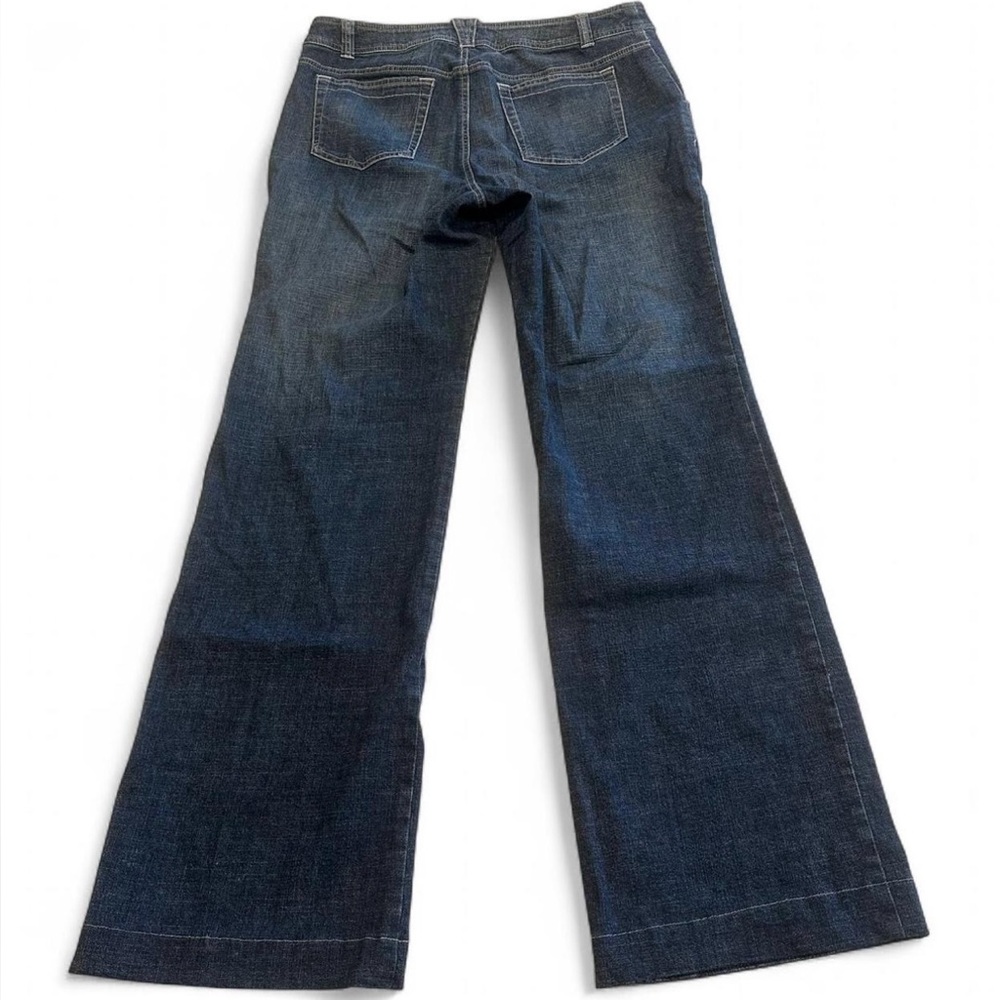 Bandolino Jeans Women's 10 Bootcut Mid Rise Stretch Dark Wash Western Boho Flap - Picture 2 of 14